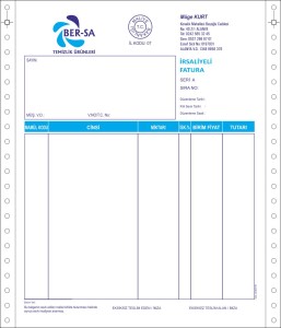 BERSA sürekli form İRSALİYELİ FATURA