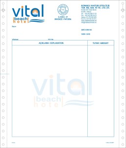 SÜREKLİ FORM FATURA VİTAL BEACH HOTEL