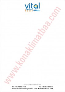 VİTAL OTEL ANTETLİ KAĞIT