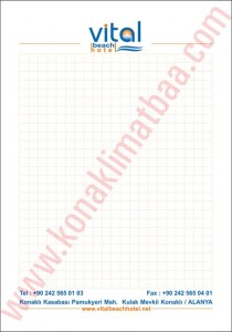 VİTAL OTEL bloknot