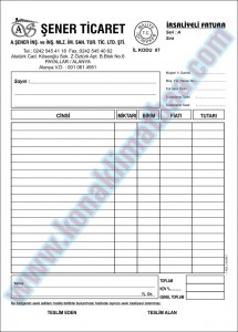 ŞENER TİCARET İRSALİYELİ FATURA
